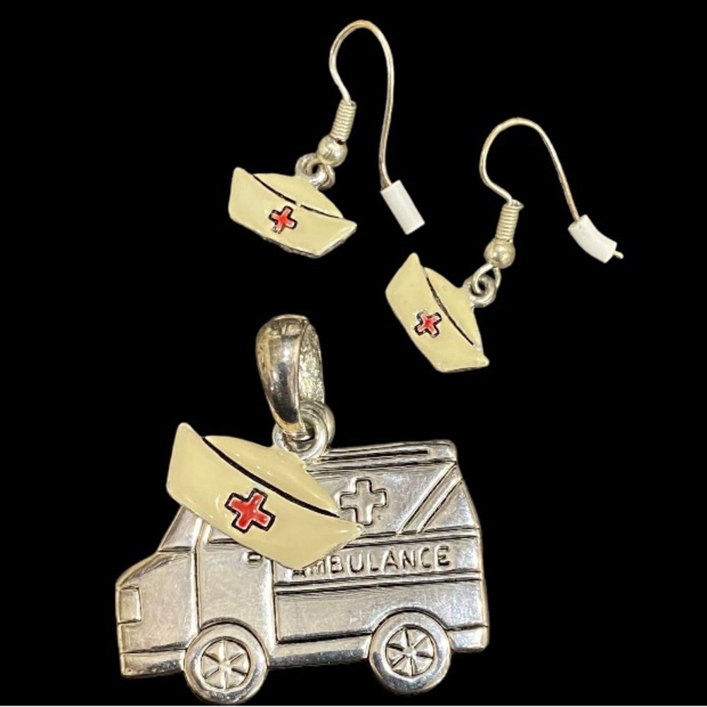 Fun little medical nurse themed pendant and earrings to match